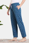 Zivame Scribbled Meadows Knit Cotton Pyjama - Lyons Blue — thumbnail 3